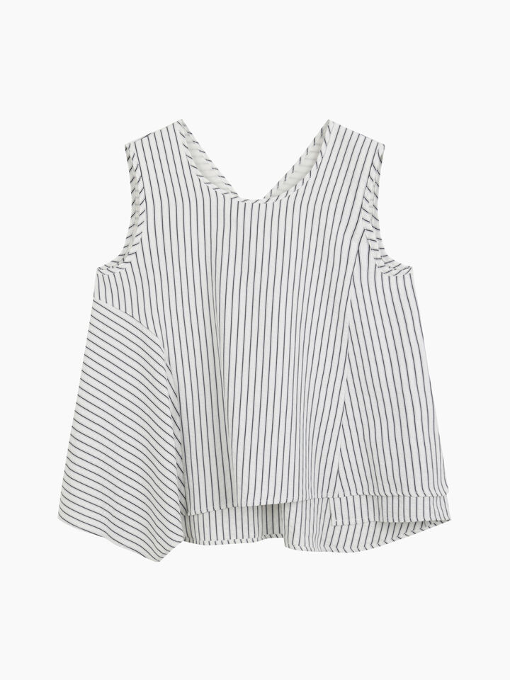 Blue striped sleeveless blouse - null - White | Sisley K image number 1
